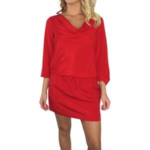 90s Vintage The Limited Outback Red Drape Neck Dress Long Sleeve XS